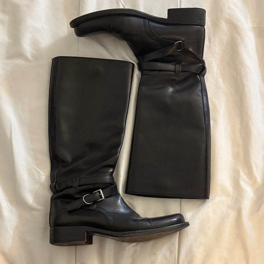 Prada Black Leather riding Boots